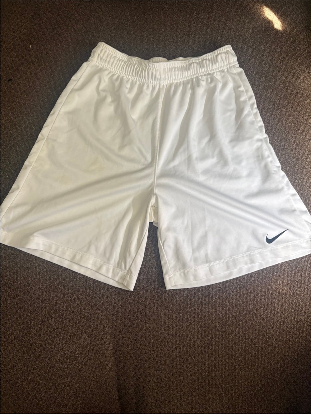 Nike White Men's Athletic Shorts with Black Swoosh